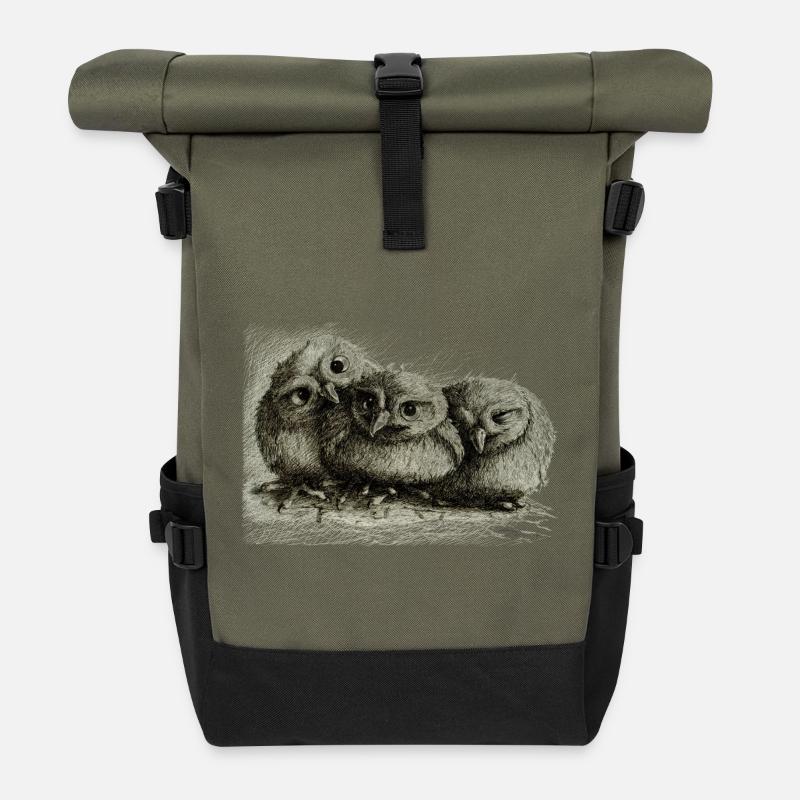 drei junge eulen - Rolltop Rucksack - Olive/Schwarz