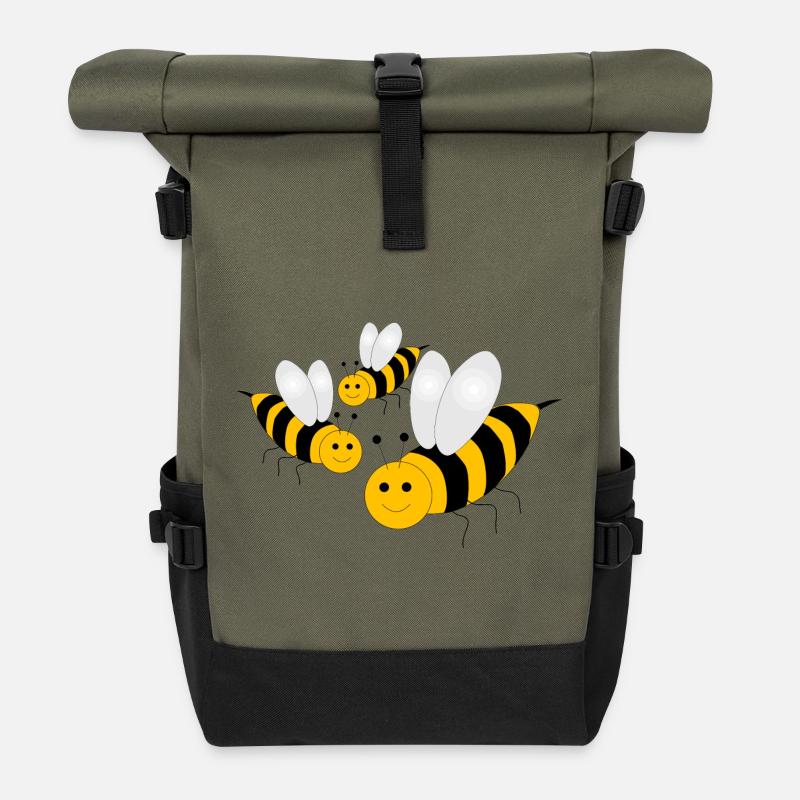 abeille - Sac à dos roll top - olive/noir