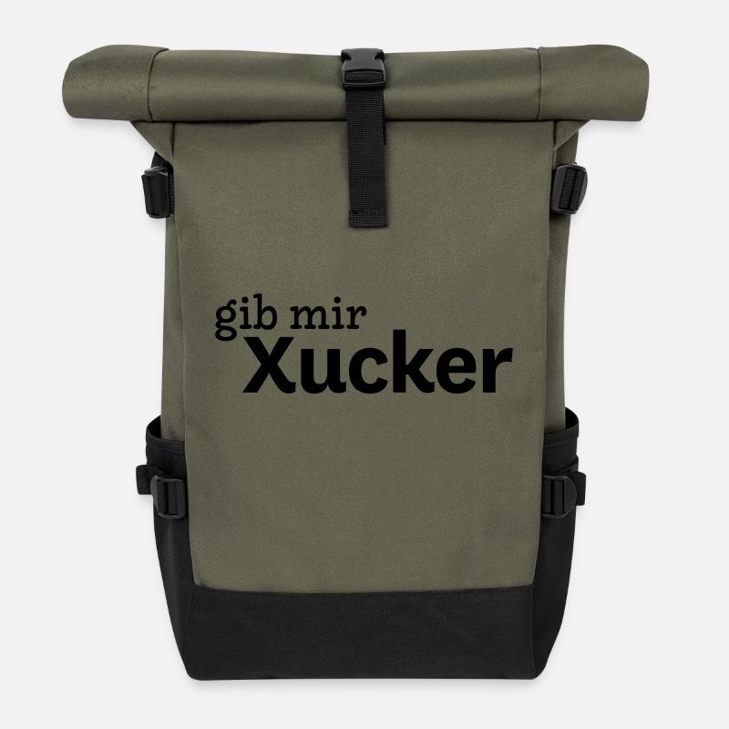 gib mir Xucker - Rolltop Rucksack - Olive/Schwarz