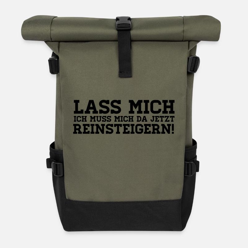 LASS MICH REINSTEIGERN! - Rolltop Rucksack - Olive/Schwarz