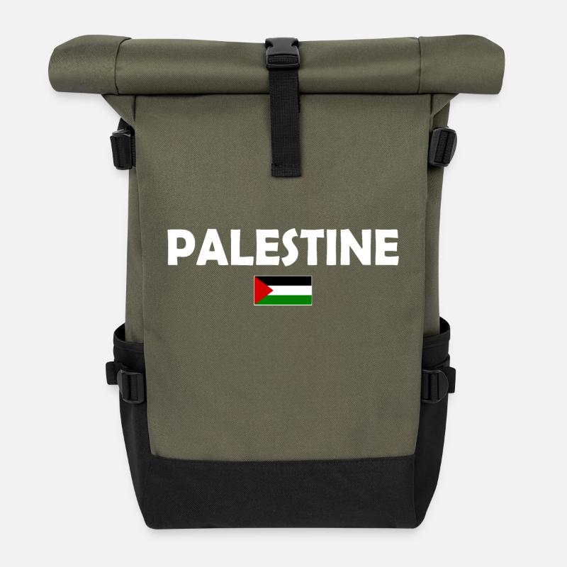 Free Palestine - Rolltop Rucksack - Olive/Schwarz