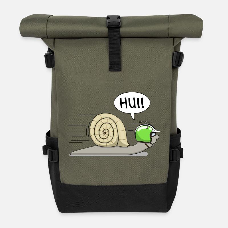 Escargot de course - maintenant aussi en vert - Sac à dos roll top - olive/noir