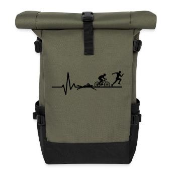 Triathlon Laufen Schwimmen Radfahren - Rolltop Rucksack - Olive/Schwarz - Vorne