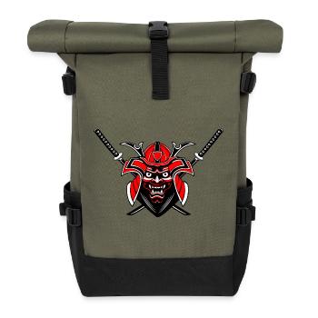 Menpō & Schwerter – Rot Schwarz Design - Rolltop Rucksack - Olive/Schwarz - Vorne