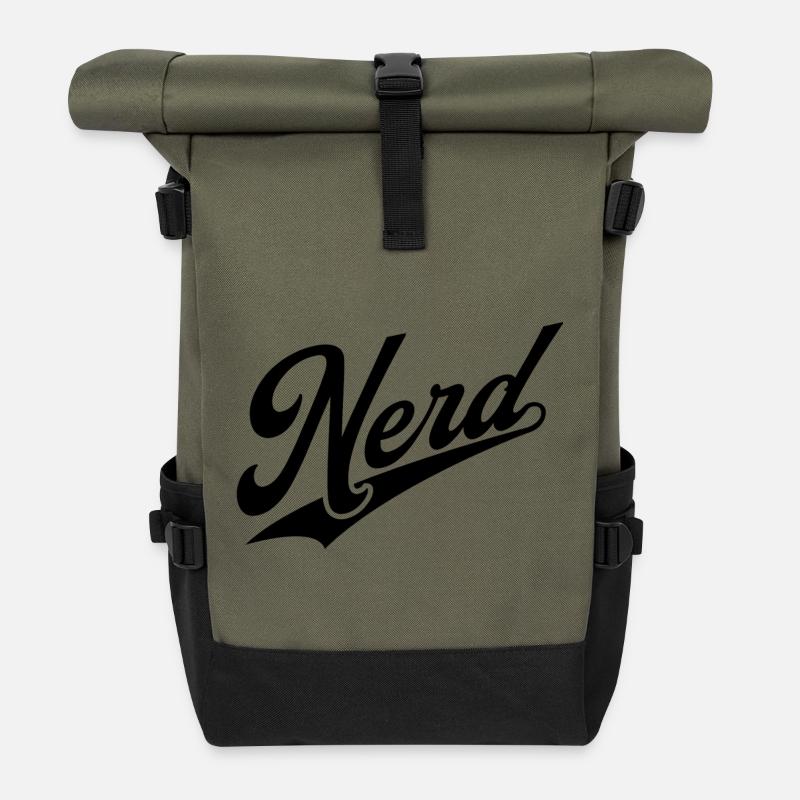NERDY forever - NERD retro schwarz - Rolltop Rucksack - Olive/Schwarz
