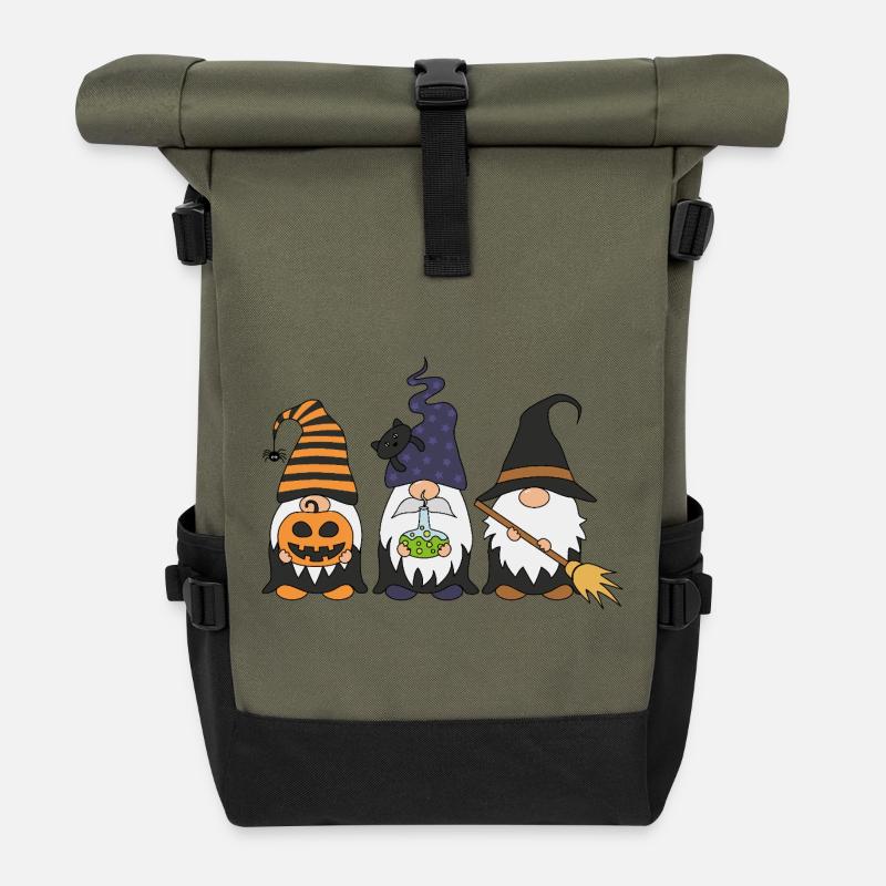Hexen Gnom Trio Halloween - Rolltop Rucksack - Olive/Schwarz