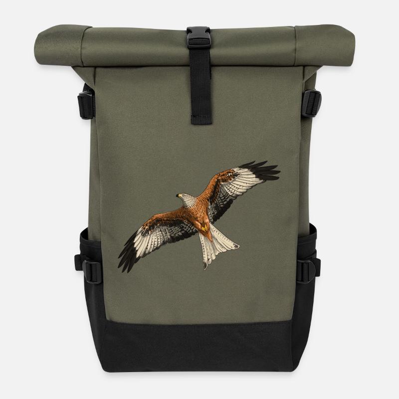 Rotmilan im Flug - Rolltop Rucksack - Olive/Schwarz