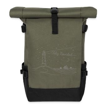 Feliz Navidad Christmas Beach & Lighthouse - Roll Top Backpack - olive/black - Front