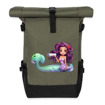Sorcière sous-marine avec un rôle - Sac à dos roll top - olive/noir - Devant