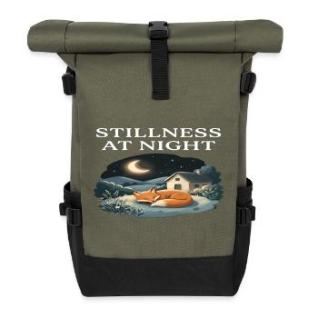 Stillness at Night Fox Animal Cottagecore Farm - Roll Top Backpack - olive/black - Front