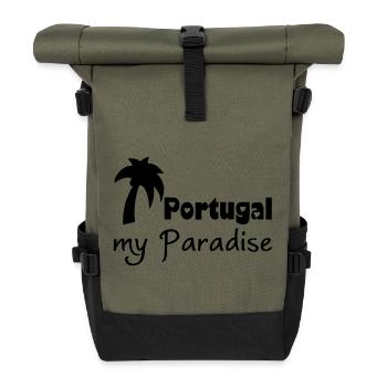 Portugal Paradise Urlaub Geschenk - Rolltop Rucksack - Olive/Schwarz - Vorne