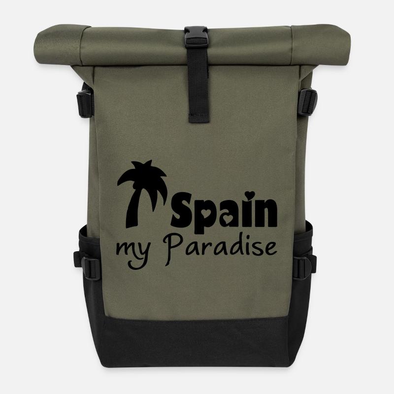 Spain Paradise Spanien Urlaub Reise Geschenk - Rolltop Rucksack - Olive/Schwarz