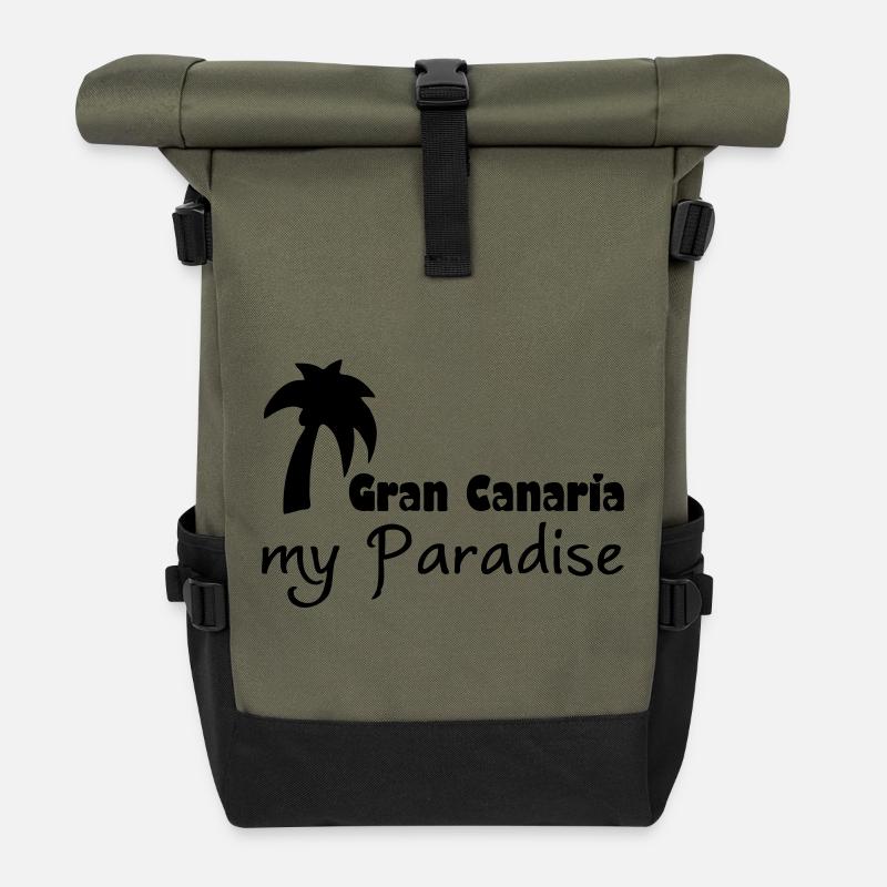 Gran Canaria Paradise Urlaub Geschenk - Rolltop Rucksack - Olive/Schwarz
