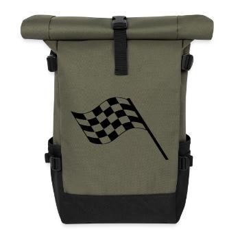 Flag Race Car Destination Motorcycle - Roll Top Backpack - olive/black - Front