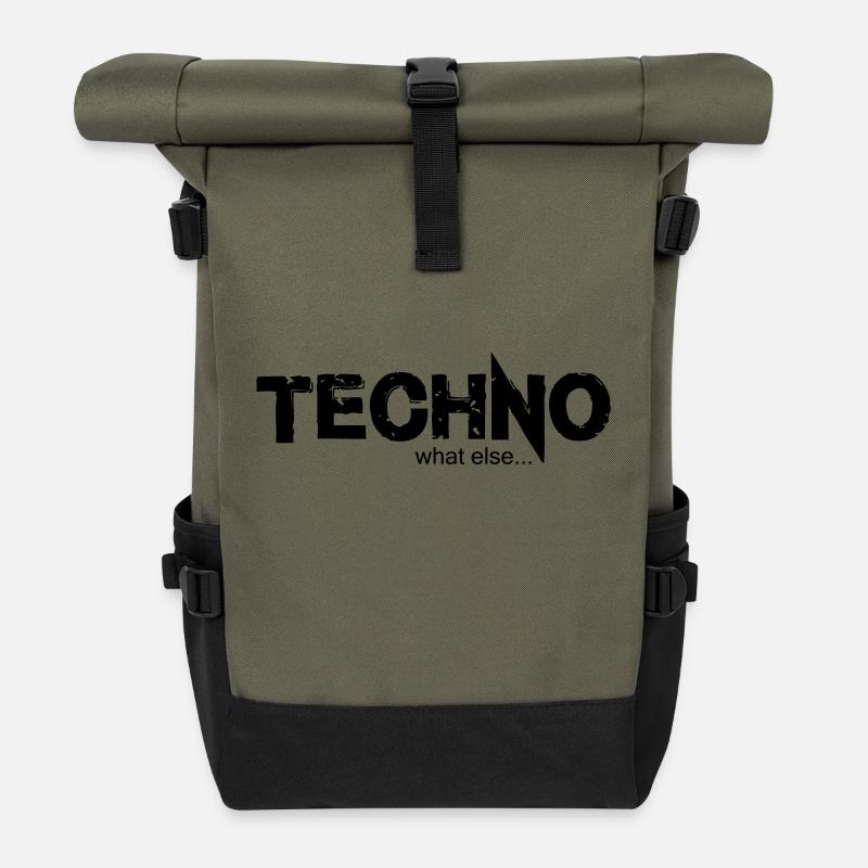 TECHNO what else.... Design 2 - Rolltop Rucksack - Olive/Schwarz