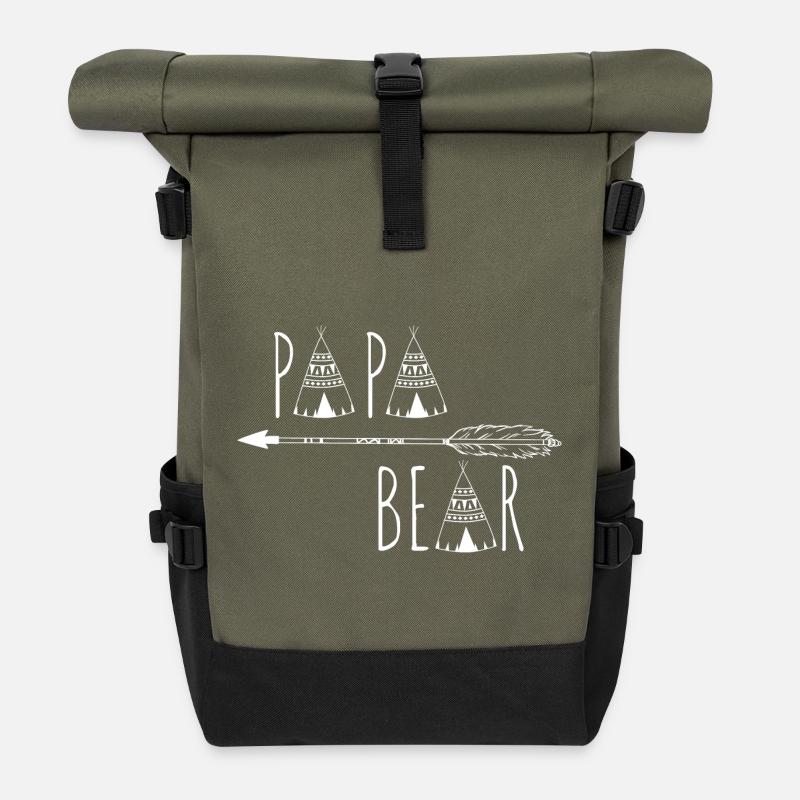 Papa Bear - Rolltop Rucksack - Olive/Schwarz