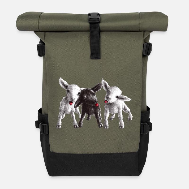 freche schafe - Rolltop Rucksack - Olive/Schwarz