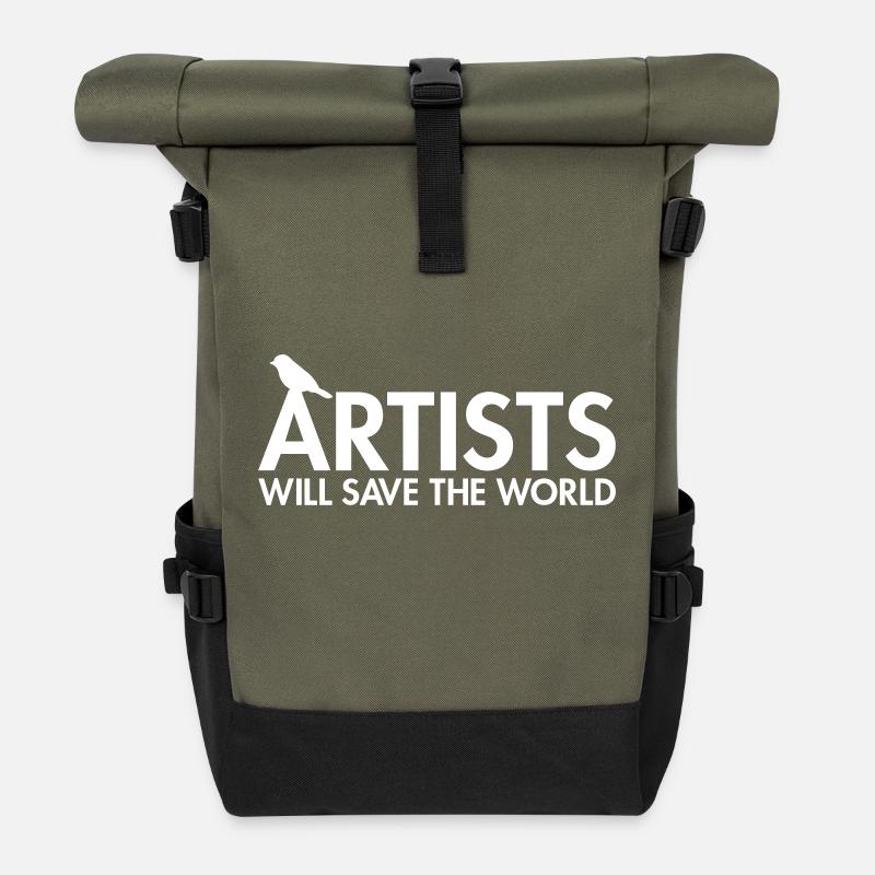 Artists will save the world - Roll Top Backpack - olive/black