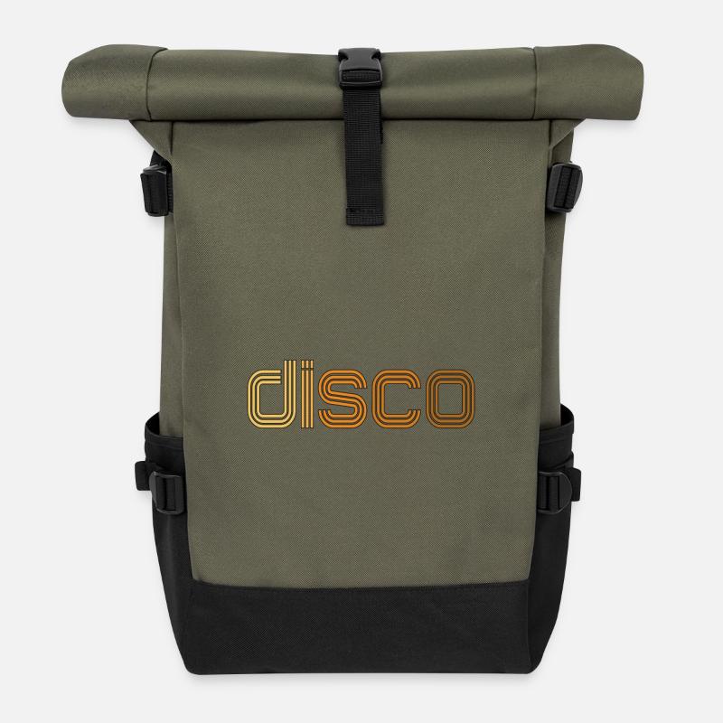 Disco Neon Linienlogo - Rolltop Rucksack - Olive/Schwarz