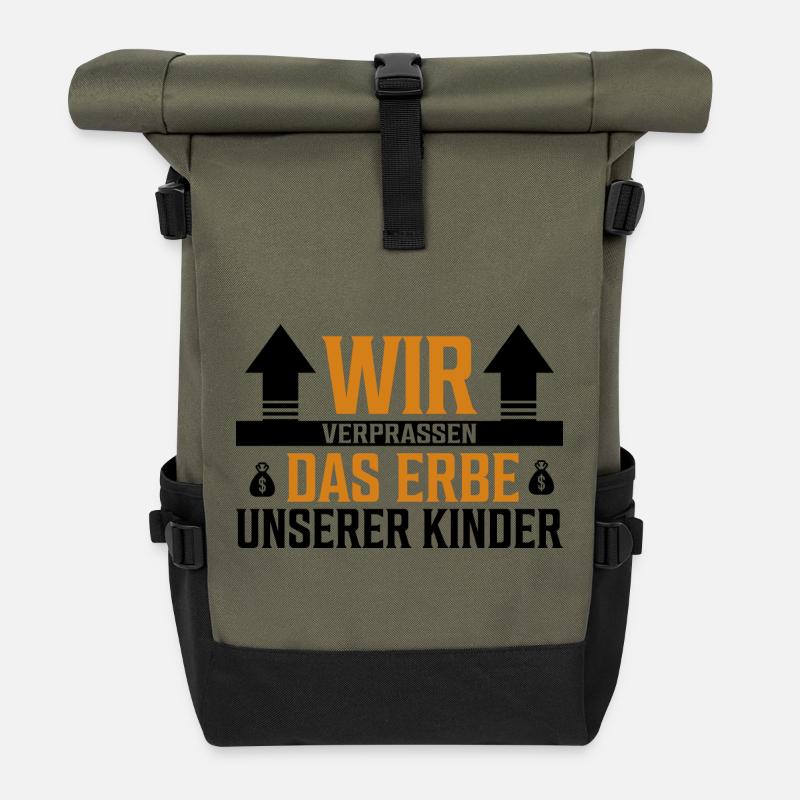 Wir verprassen das Erbe unserer Kinder - Sticker - Rolltop Rucksack - Olive/Schwarz