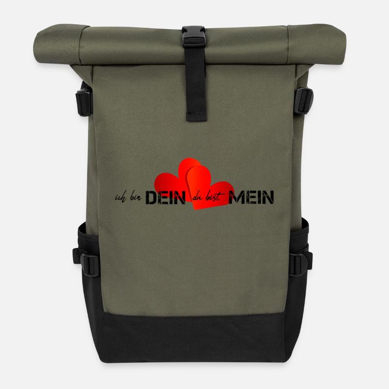 Valentinstag ich bin dein du bist mein - Rolltop Rucksack - Olive/Schwarz