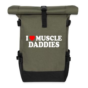 I love muscle daddies - Roll Top Backpack - olive/black - Front