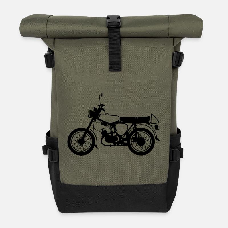 simme s50 Klassiker Moped DDR Osten Symbol icon - Rolltop Rucksack - Olive/Schwarz