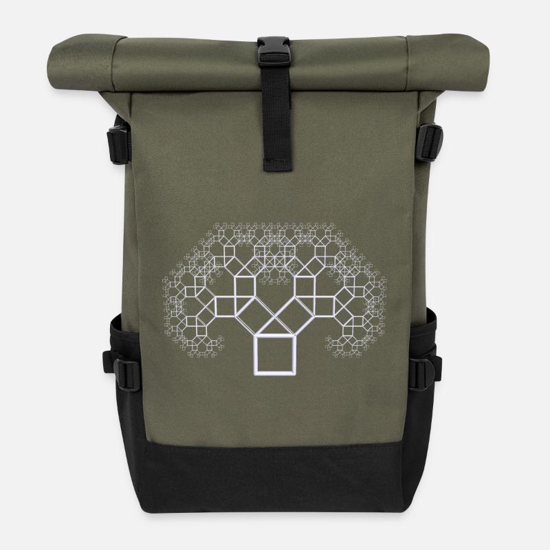 Pythagorasbaum weiss - Rolltop Rucksack - Olive/Schwarz
