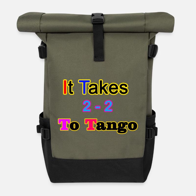 It Takes 2 to Tango - Roll Top Backpack - olive/black