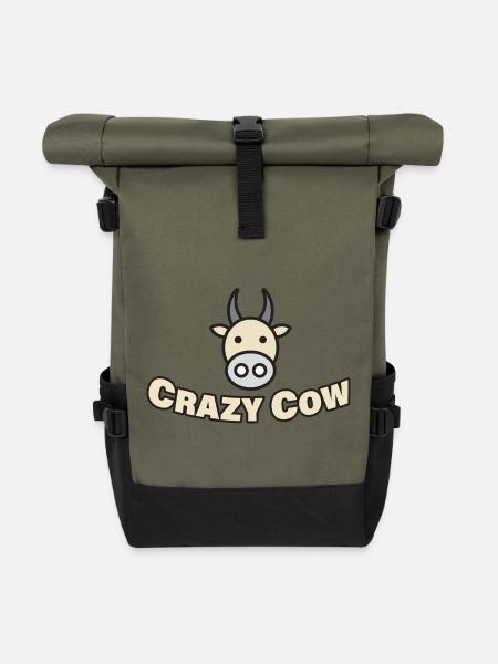 CRAZY COW - Rolltop Rucksack - Olive/Schwarz