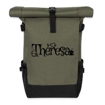 Theresa Nom Prénom Nom du chaton - Sac à dos roll top - olive/noir - Devant