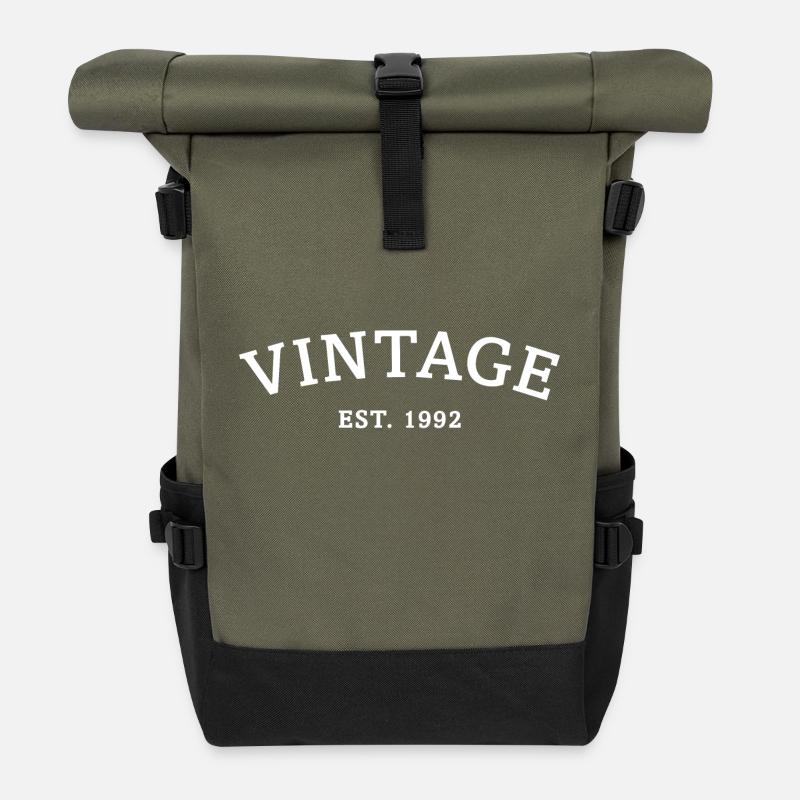 Vintage Est. 1992 Birthday Gift - Roll Top Backpack - olive/black