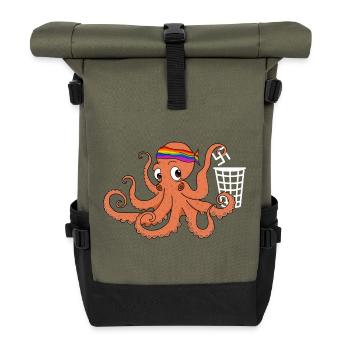Oscar hasst Nazis - Rolltop Rucksack - Olive/Schwarz - Vorne