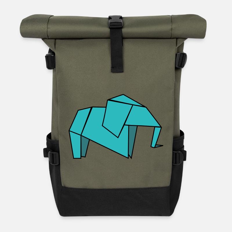 Origami Elephant - Rolltop Rucksack - Olive/Schwarz