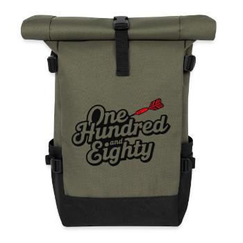 Darts Einhundertachtzig - Rolltop Rucksack - Olive/Schwarz - Vorne