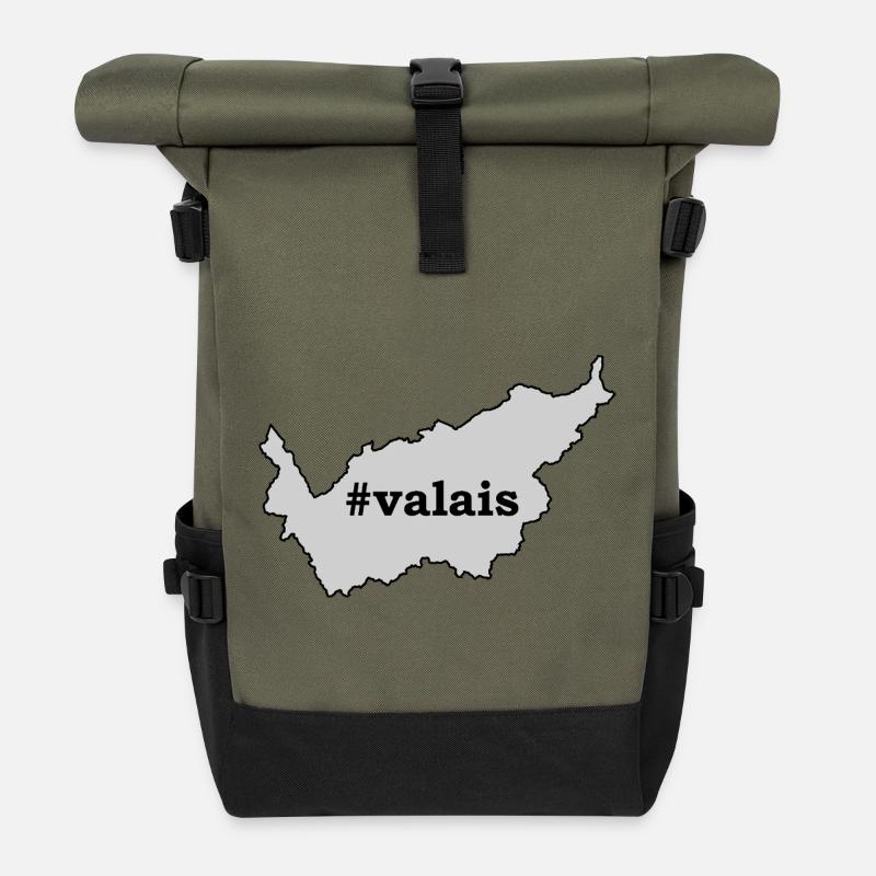 VS Valais / Wallis - Rolltop Rucksack - Olive/Schwarz