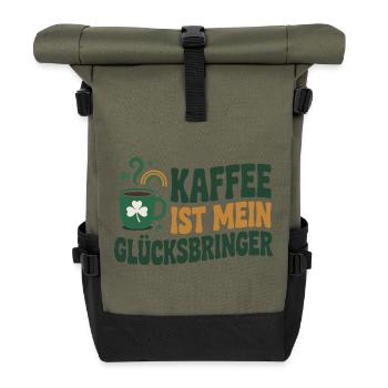Coffee is my lucky charm - Roll Top Backpack - olive/black - Front