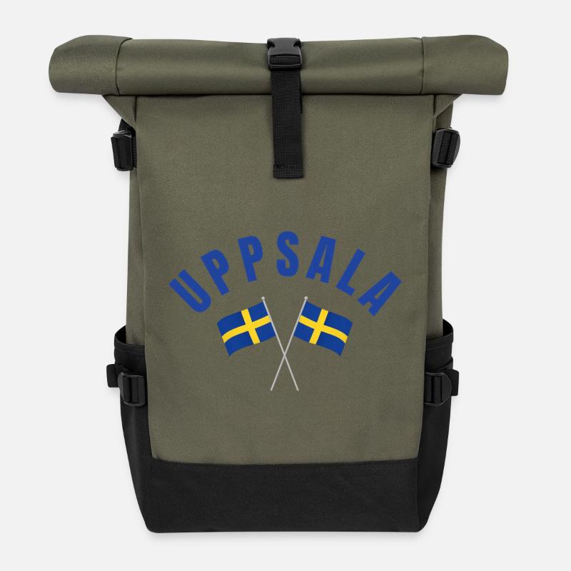 Uppsala Swedish Flags - Roll Top Backpack - olive/black