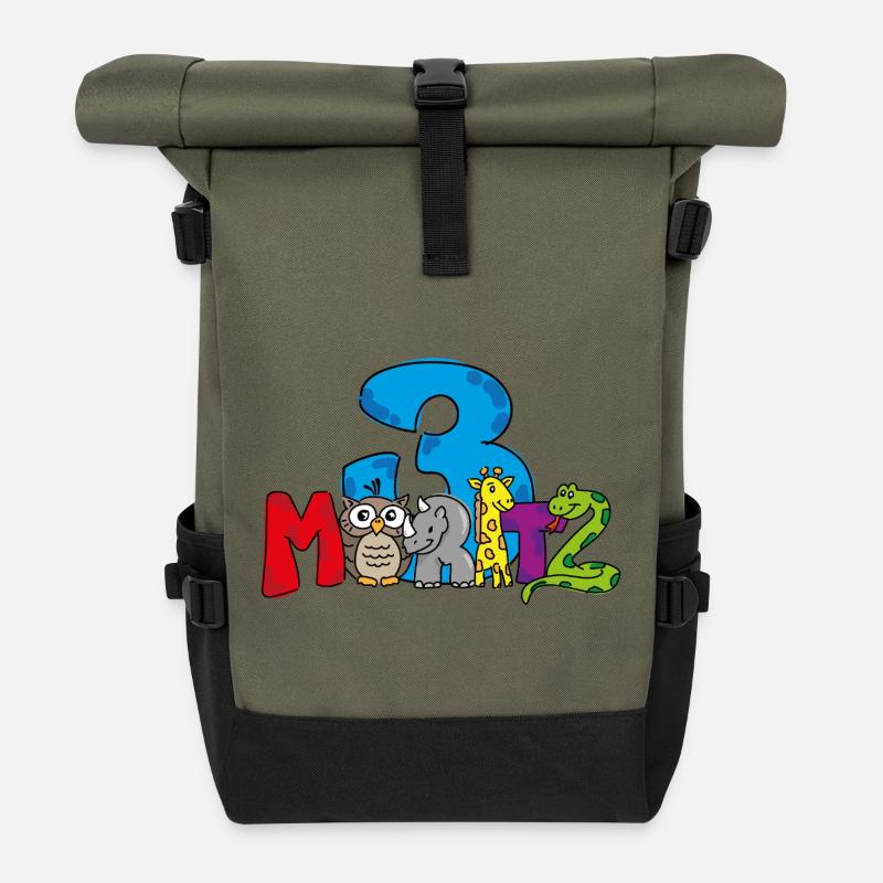 Moritz 3. Geburtstag - Rolltop Rucksack - Olive/Schwarz