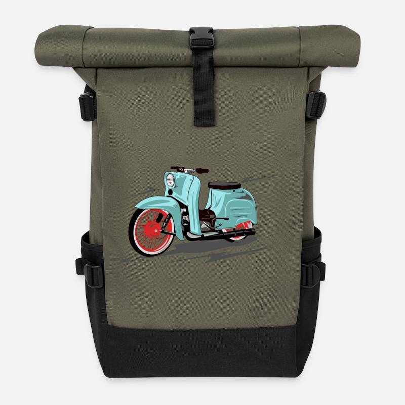 Simson Schwalbe mint, peppermint - Rolltop Rucksack - Olive/Schwarz