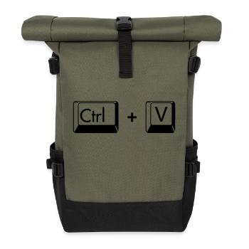 Copy Paste lustiges Geschenk für Zwillinge - Rolltop Rucksack - Olive/Schwarz - Vorne