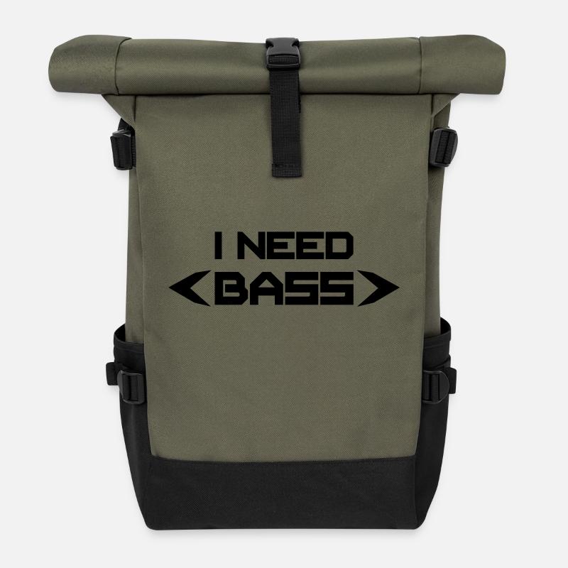 I Need Bass - Roll Top Backpack - olive/black