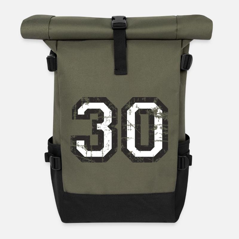 Number 30 Thirty 30th Birthday Design (EU) - Roll Top Backpack - olive/black
