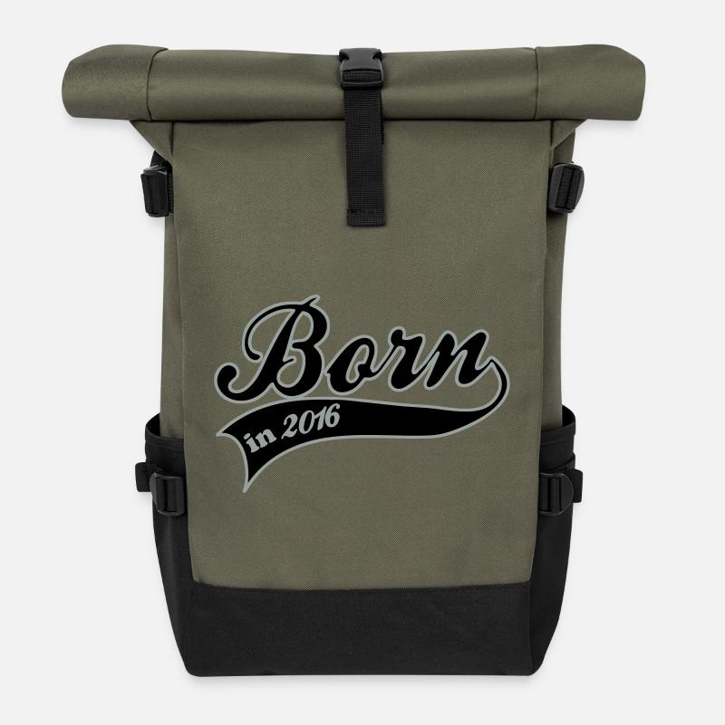 born in 2016 - Rolltop Rucksack - Olive/Schwarz