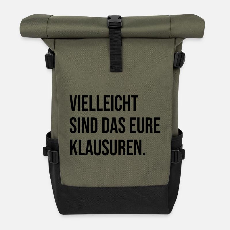 Vielleicht sind das eure Klausuren - Rolltop Rucksack - Olive/Schwarz