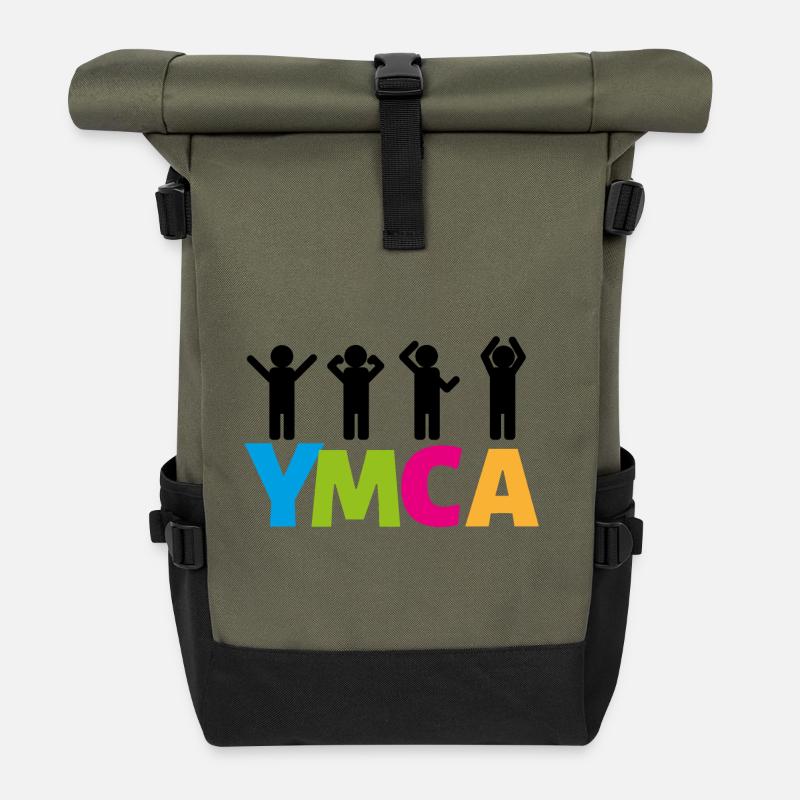 YMCA - Sac à dos roll top - olive/noir