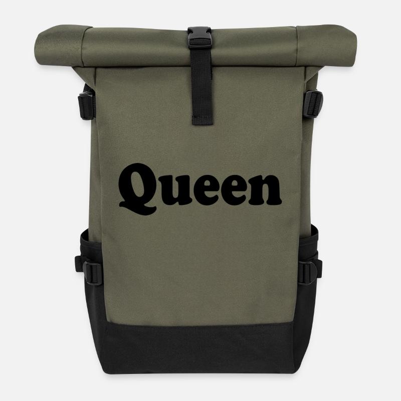 QUEEN - Sac à dos roll top - olive/noir