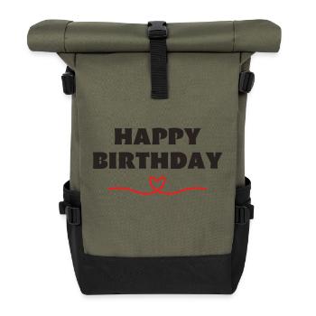 Happy Birthday - Rolltop Rucksack - Olive/Schwarz - Vorne