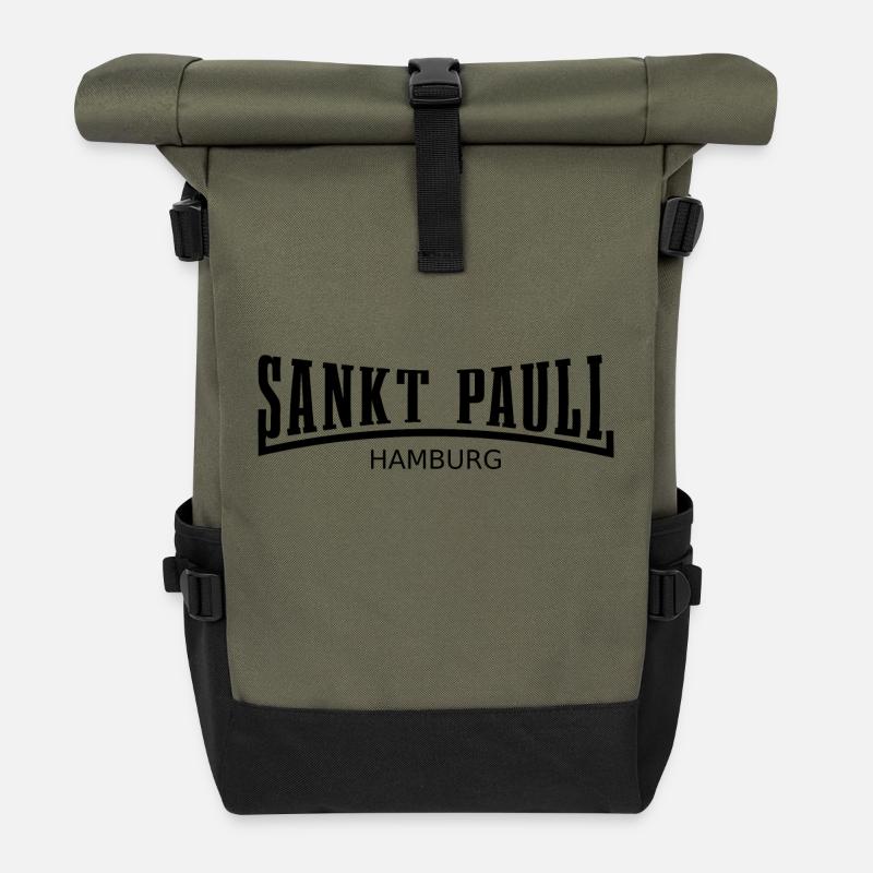Sankt Pauli Hamburg - Rolltop Rucksack - Olive/Schwarz