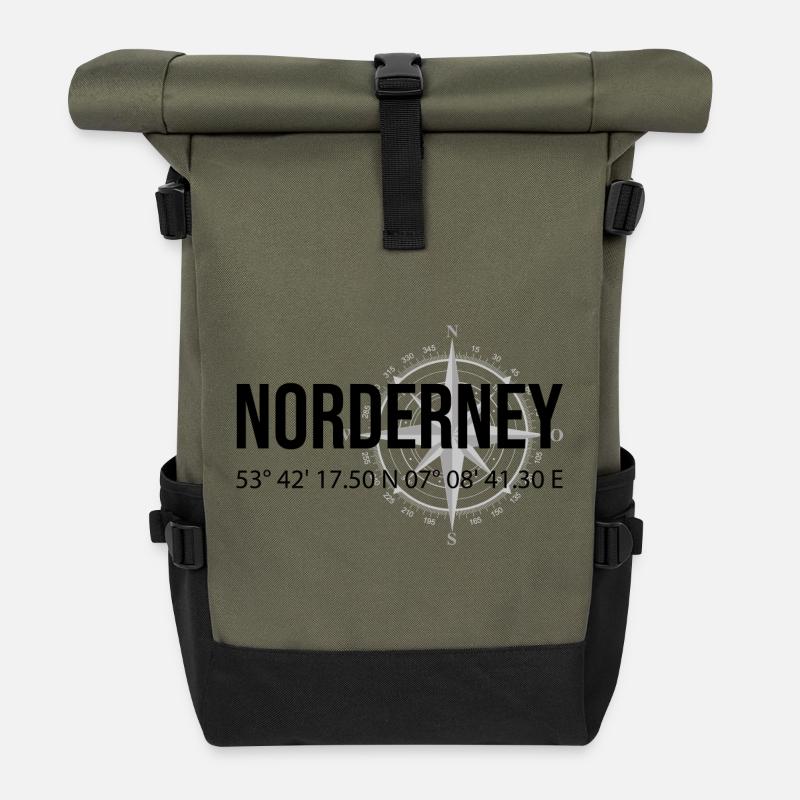 Koordinaten Norderney - Rolltop Rucksack - Olive/Schwarz
